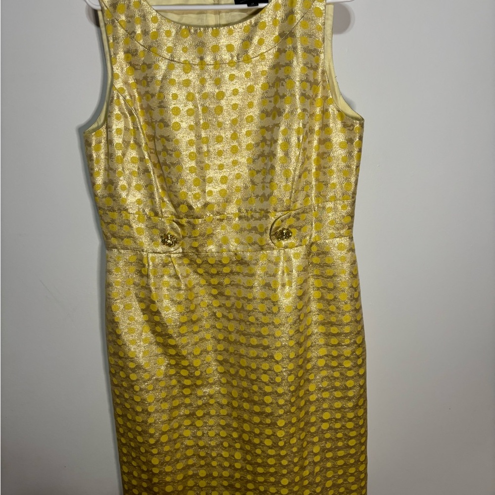 Tahari Yellow & Gold Polka Dot Dress